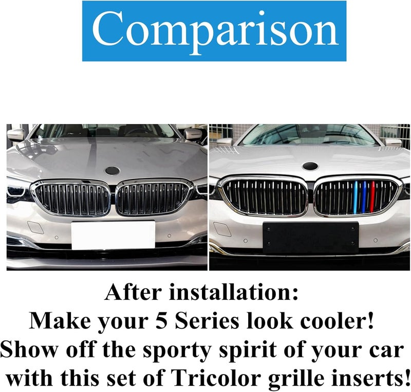 Goodream Tricolored Grille Insert Trims Compatible with 2017-2020 G30 G31 5 Series Sedan 520i 530i 540i 550i Accessories for w/Standard Kidney Grille (9 Beams) - Image 3